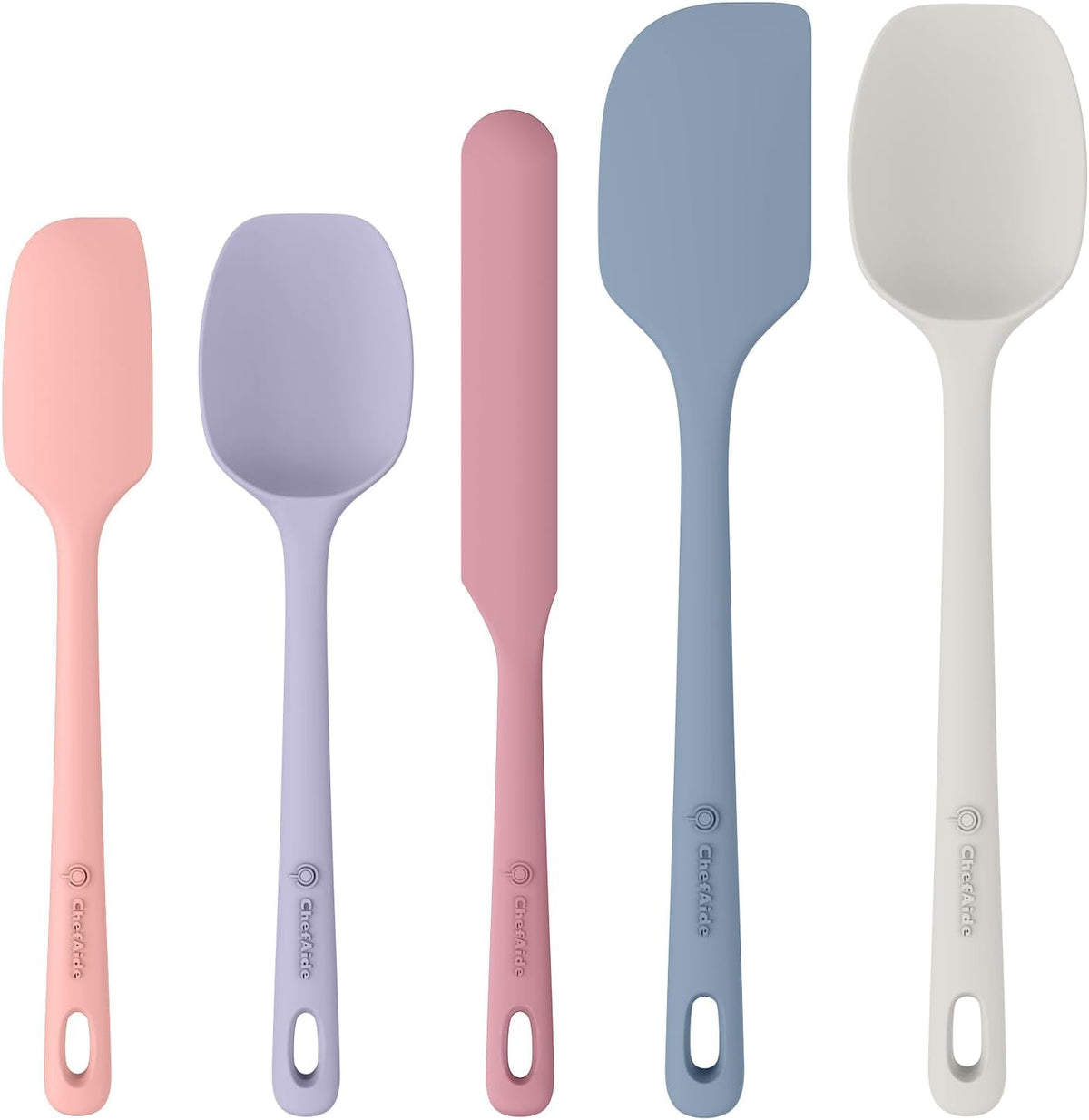 Best Seller - ChefAide 5 Pieces Silicone Spatulas Set, Heat Resistant Rubber Spatula - Food Grade Silicone, Heat Resistant Up to 600°F, Upgrade Strong Handle, Safe for Nonstick Cookware,Ideal for Cooking & Baking
