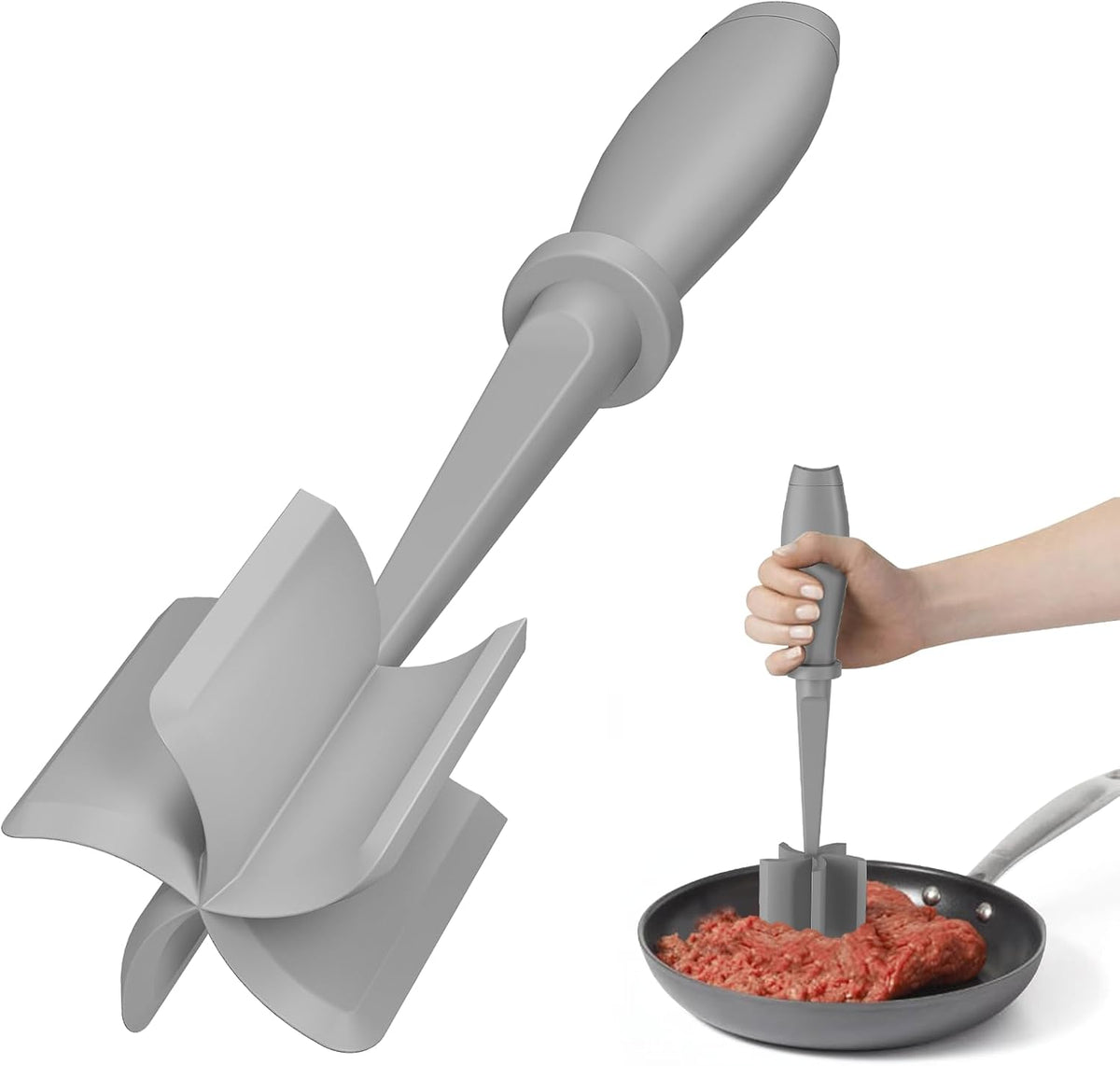 PGYARD Meat Chopper Hamburger Grinder, Kitchen Smasher for Ground Beef - Heat Resistant, 5 Nylon Blade, Burger Grinder Potato Mix Tool, Meat & Poultry Tenderizers, Dishwasher Safe, Black