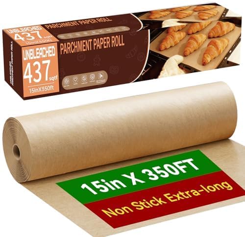 YUANYE 400PCS Parchment Paper Baking Sheets, 12x16 Unbleached Precut Half Parchment Paper for Baking, Non-Stick Baking Paper for Baking, Grillin, Steaming Bread Cookies, Oven, Air Fryer, Microwave