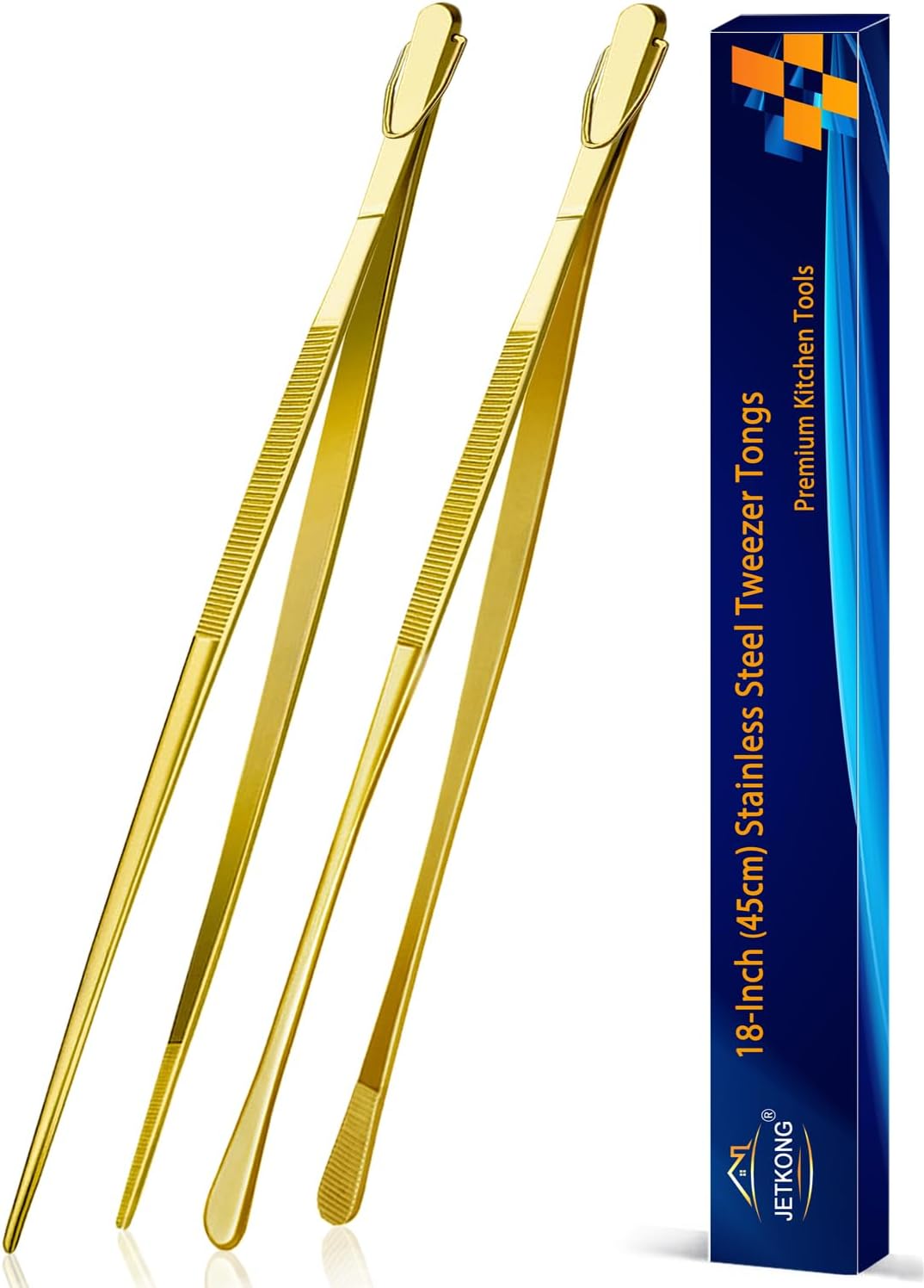 Limited-Time Deal - JETKONG 2 Pcs 12-Inch Kitchen Tweezers Fine Tweezer Tongs, Extra-Long Stainless Steel Cooking Tweezers (Silver)