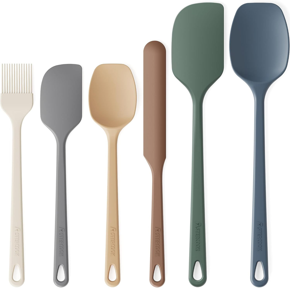 Hot Sale - Astercook 6-Piece Silicone Spatula Set, 560°F Heat Resistant Rubber Spatulas with Stainless Steel Core, Nonstick Safe & Dishwasher Safe Baking Spatula Set for Cooking & Mixing, Morandi Earth Colors