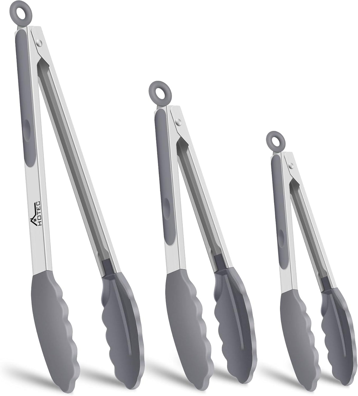 Hot Sale - HOTEC Stainless Steel Kitchen Tongs with Silicon Tips, Set of 3-7, 9 &12 - 600°F Heat-Resistant, Heavy-Duty, Non-Slip, Locking Food Tong for Cooking, Serving, Salad, BBQ, Air Fryer, Dishwasher-Safe