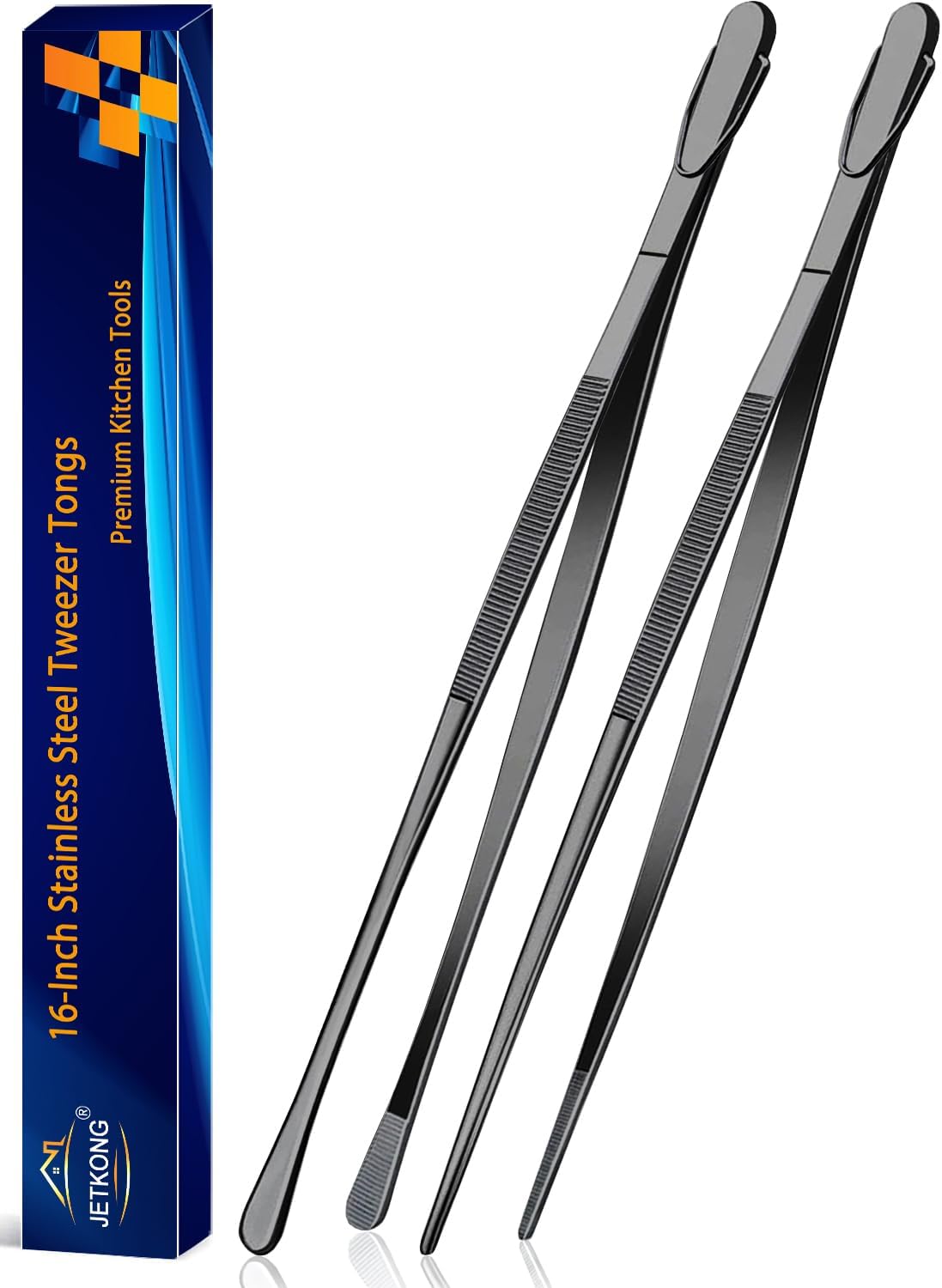 Limited-Time Deal - JETKONG 2 Pcs 12-Inch Kitchen Tweezers Fine Tweezer Tongs, Extra-Long Stainless Steel Cooking Tweezers (Silver)