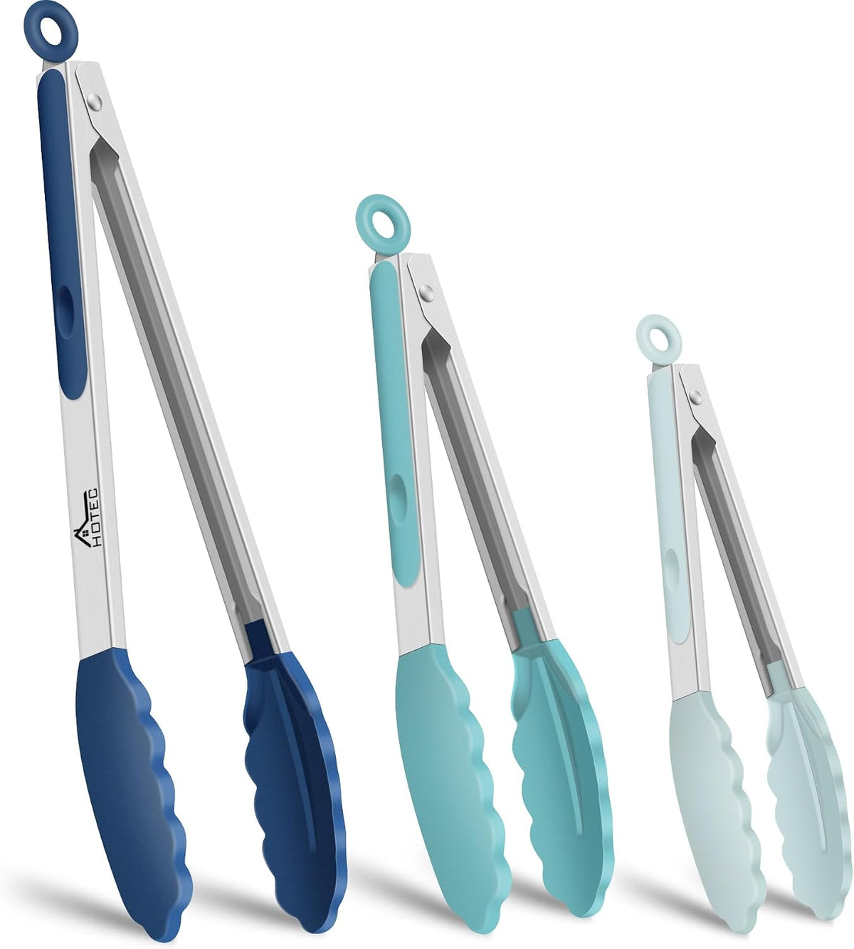 Hot Sale - HOTEC Stainless Steel Kitchen Tongs with Silicon Tips, Set of 3-7, 9 &12 - 600°F Heat-Resistant, Heavy-Duty, Non-Slip, Locking Food Tong for Cooking, Serving, Salad, BBQ, Air Fryer, Dishwasher-Safe