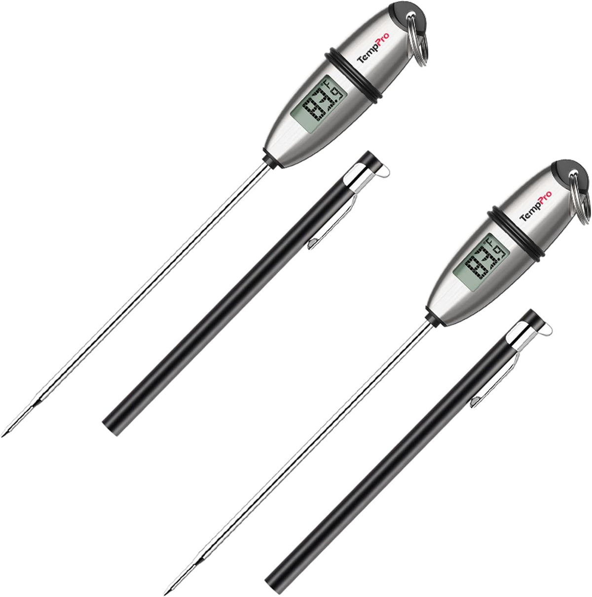 Limited-Time Deal - TempPro TempSwift 1 Sec Digital Food Thermometer for Kitchen Cooking - Meat Thermometer Digital, 5.3 inches Super Long Probe, Bread Baking Sourdough Liquids Candy Making Accessories Gift