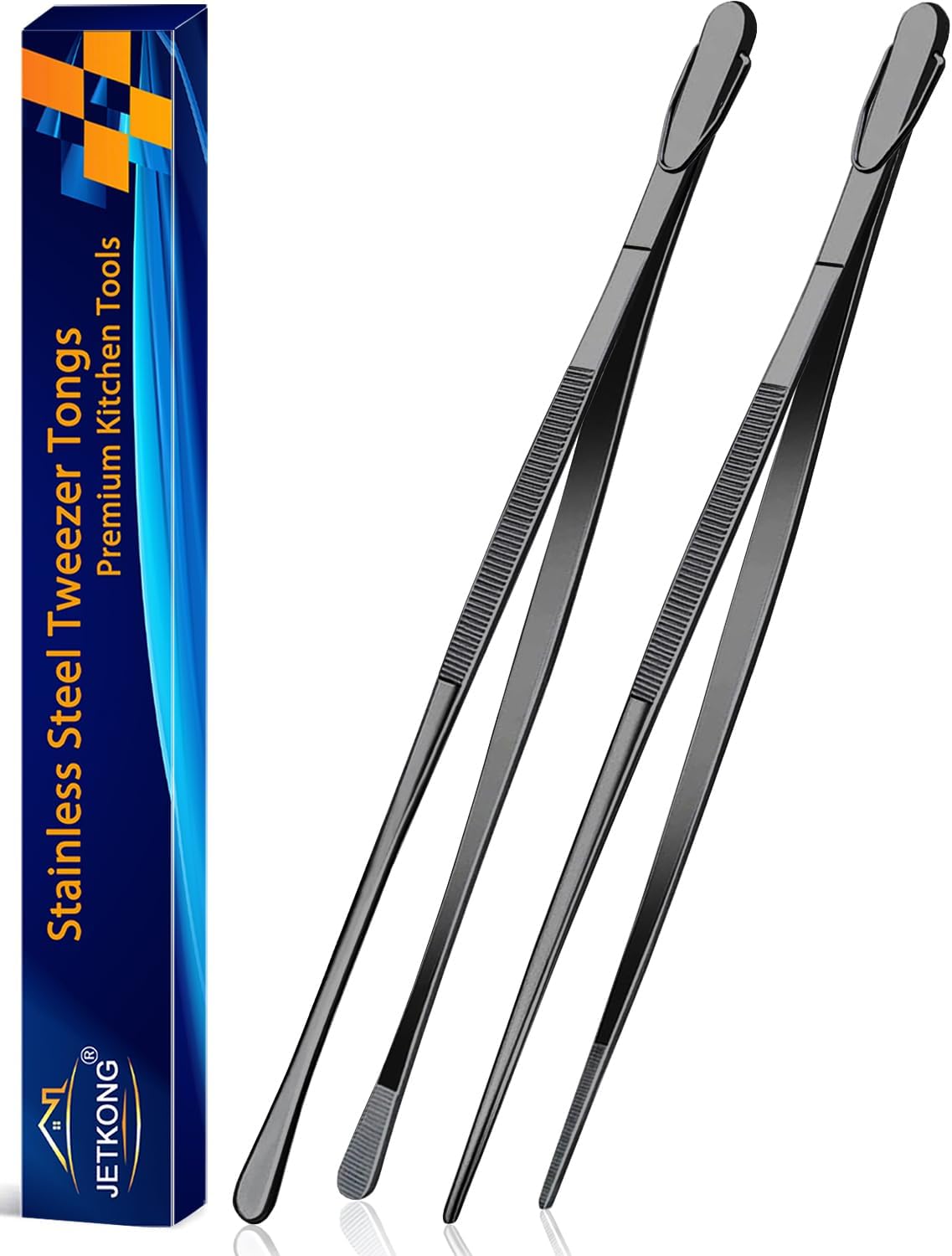 Limited-Time Deal - JETKONG 2 Pcs 12-Inch Kitchen Tweezers Fine Tweezer Tongs, Extra-Long Stainless Steel Cooking Tweezers (Silver)