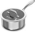 Flash Sale - COOKER KING 1.5 QT Stainless Steel Saucepan, Small Cooking Pot with Lid - Hybrid Saucier Pan Induction Compatible, Non-toxic Cookware with Ceramic Nonstick Coating, Dishwasher & Oven Safe to 900°F