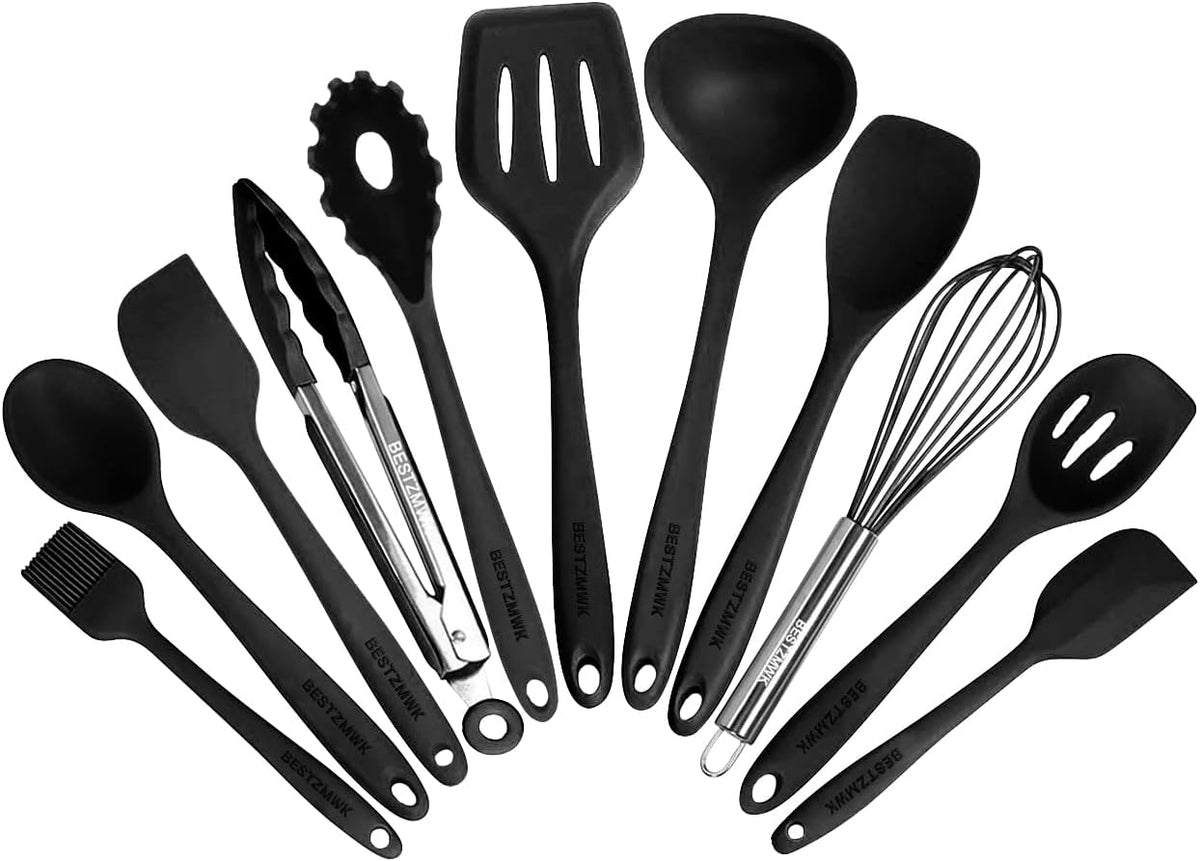 Flash Sale - Kitchen Utensil Set - 11 Cooking Utensils - Colorful Silicone Kitchen Utensils - Nonstick Cookware with Spatula Set - Colored Best Kitchen Tools Kitchen Gadgets (Khaki)