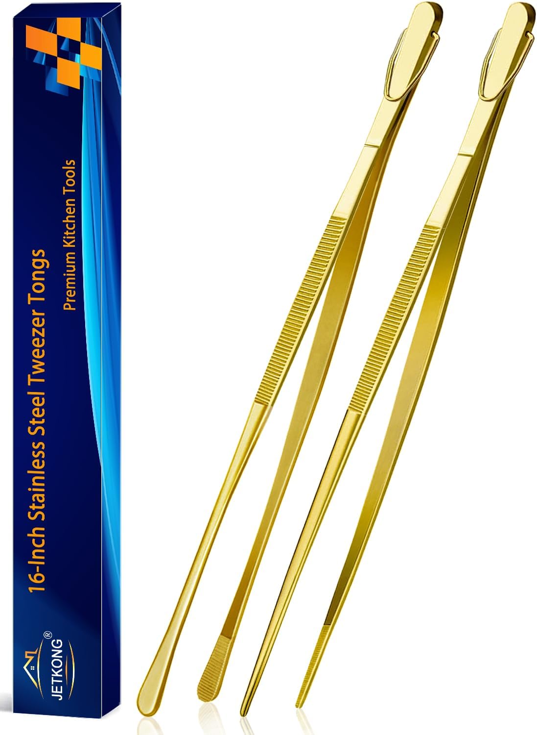 Limited-Time Deal - JETKONG 2 Pcs 12-Inch Kitchen Tweezers Fine Tweezer Tongs, Extra-Long Stainless Steel Cooking Tweezers (Silver)