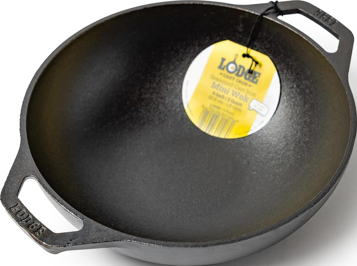Lodge Cast Iron Wok with Dual Loop Handles, PFAS Free, 14 Inches - PFAS-Free Cast Iron Wok for Stir Fry, Searing & Everyday Cooking, Oven & Stovetop Safe, Non-Toxic & Durable
