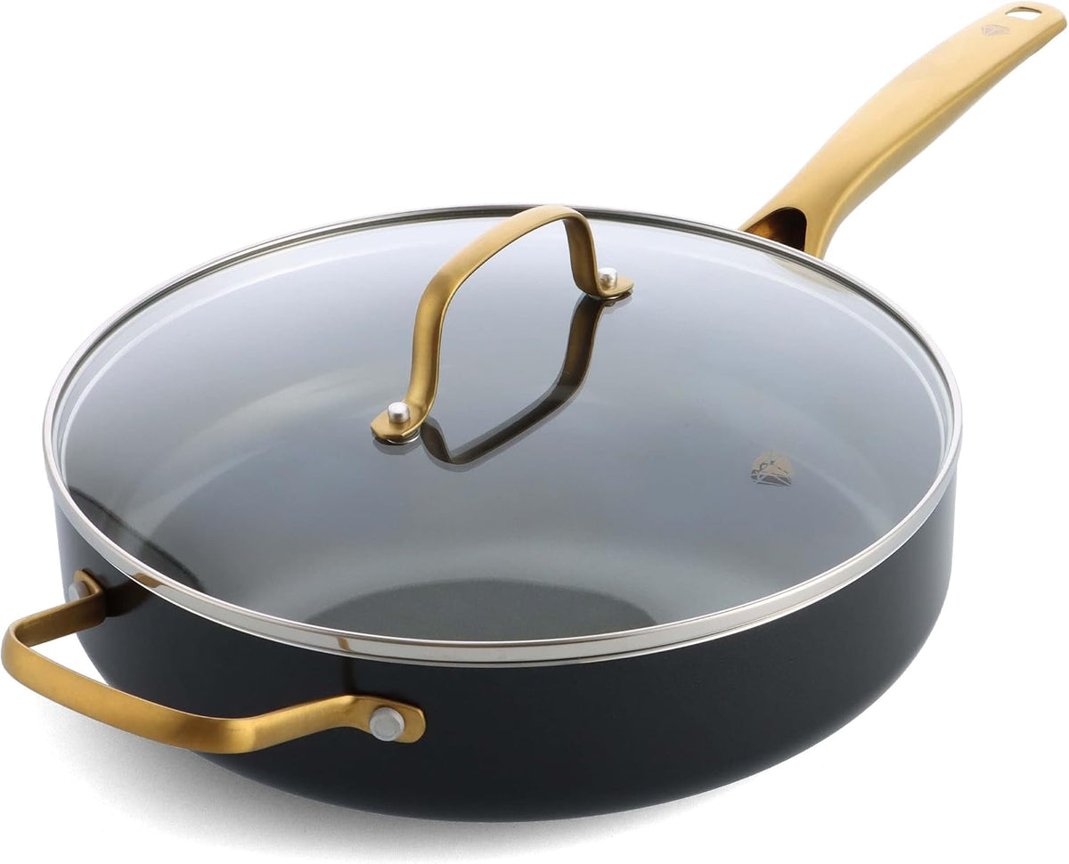Great Value - Blue Diamond 2QT Diamond Infused Ceramic Nonstick Sauce Pan with Lid, Blue - PFAS-Free Ceramic Nonstick Chef Pot, Dishwasher & Oven Safe, Durable Metal Utensil Safe, Soups, Glass Lid