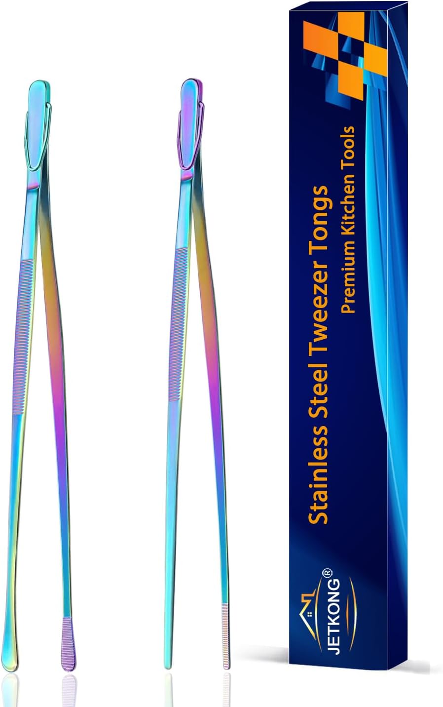 Limited-Time Deal - JETKONG 2 Pcs 12-Inch Kitchen Tweezers Fine Tweezer Tongs, Extra-Long Stainless Steel Cooking Tweezers (Silver)