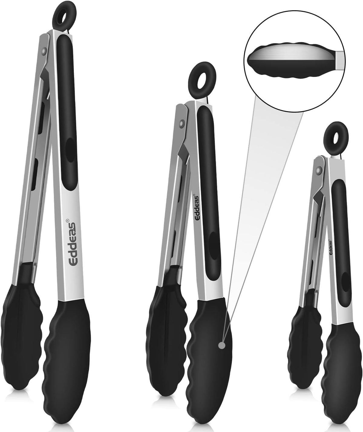 Limited-Time Deal - Tongs For Cooking Up to 600 °F Metal Kitchen Tongs 3PCS 7,9,12 Inch - Heat Resistant 600 Degrees Stainless Steel,Heavy Duty Metal Locking Tong for Food,Salad and BBQ Dishwasher Safe