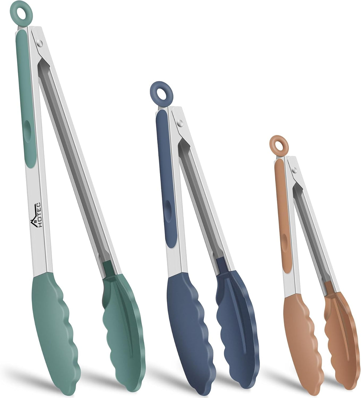Hot Sale - HOTEC Stainless Steel Kitchen Tongs with Silicon Tips, Set of 3-7, 9 &12 - 600°F Heat-Resistant, Heavy-Duty, Non-Slip, Locking Food Tong for Cooking, Serving, Salad, BBQ, Air Fryer, Dishwasher-Safe