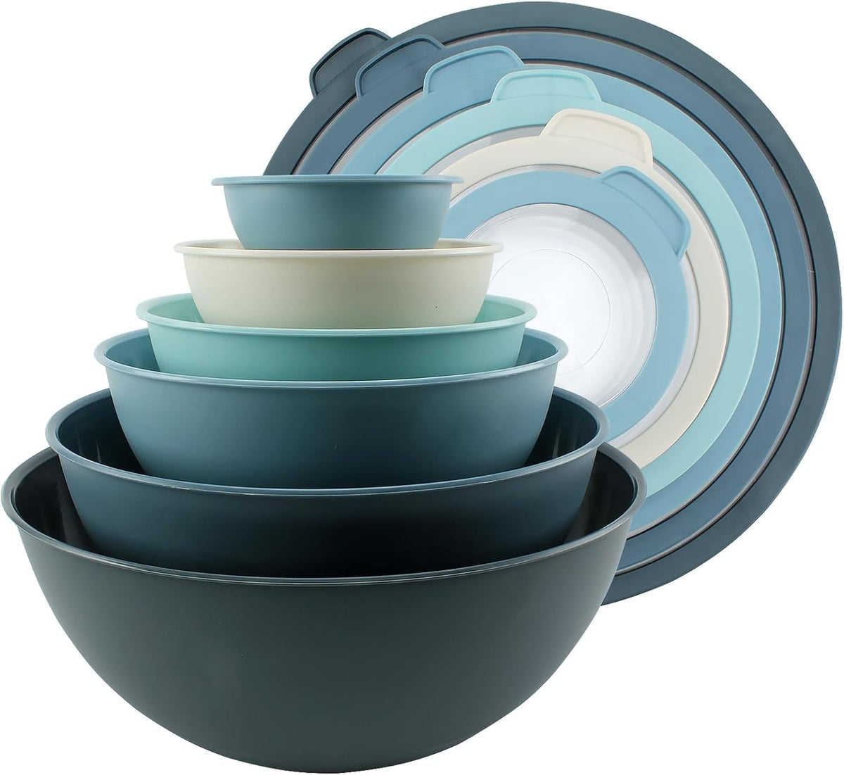 Special Offer - COOK WITH COLOR Mixing Bowls with Lids - 12 Piece Plastic Nesting Bowls Set includes 6 Prep Bowls and 6 Lids, Microwave Safe Mixing Bowl Set, Brown Embossed