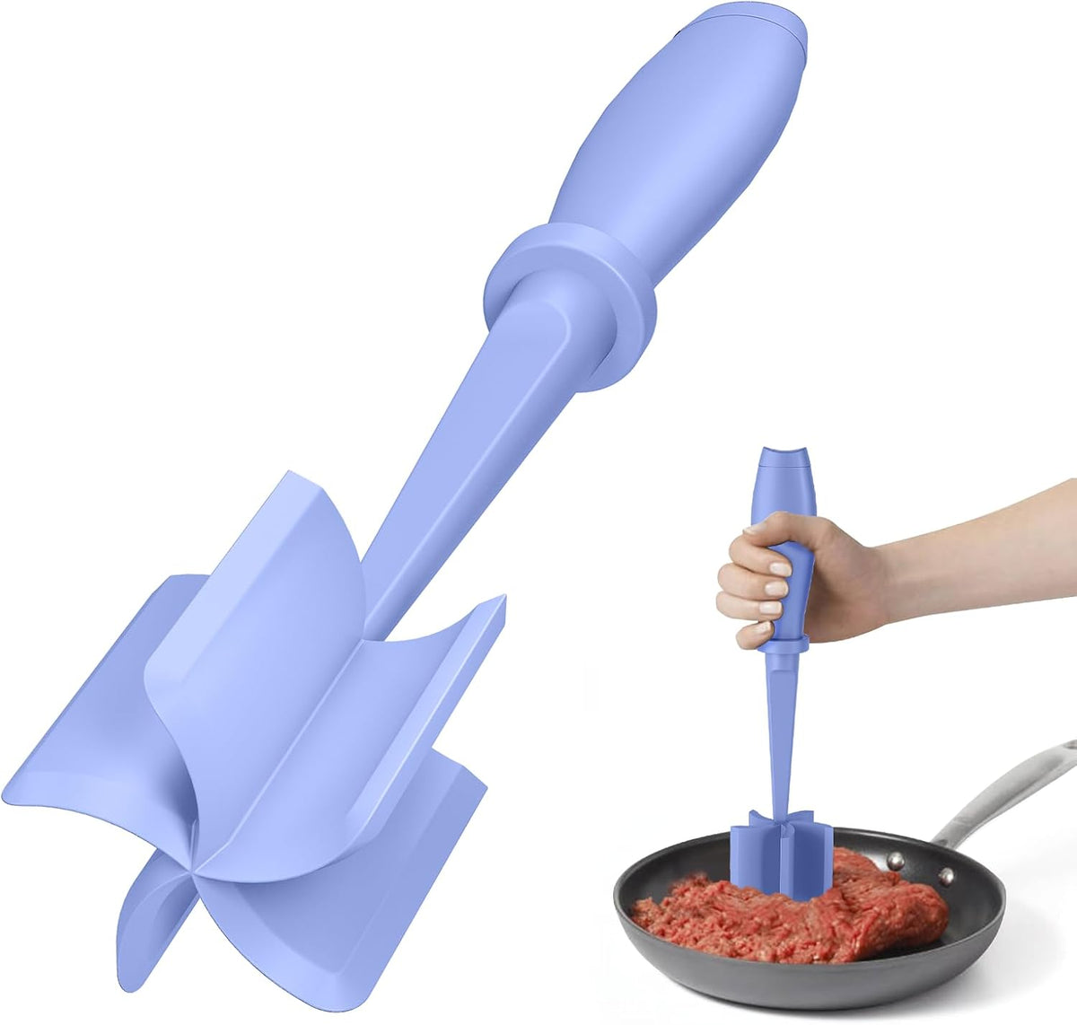 PGYARD Meat Chopper Hamburger Grinder, Kitchen Smasher for Ground Beef - Heat Resistant, 5 Nylon Blade, Burger Grinder Potato Mix Tool, Meat & Poultry Tenderizers, Dishwasher Safe, Black