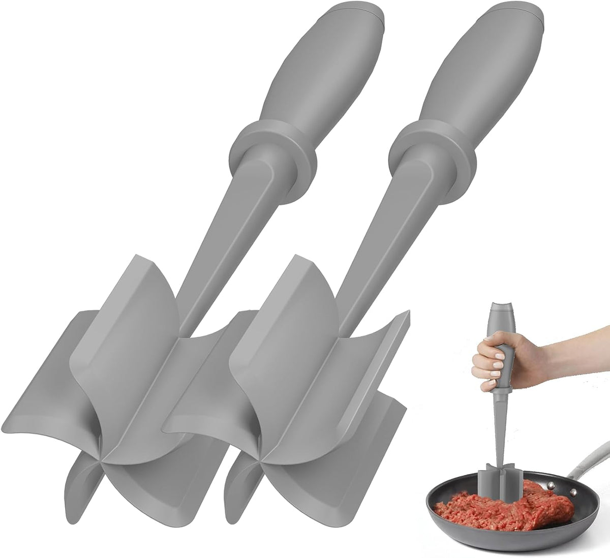 PGYARD Meat Chopper Hamburger Grinder, Kitchen Smasher for Ground Beef - Heat Resistant, 5 Nylon Blade, Burger Grinder Potato Mix Tool, Meat & Poultry Tenderizers, Dishwasher Safe, Black