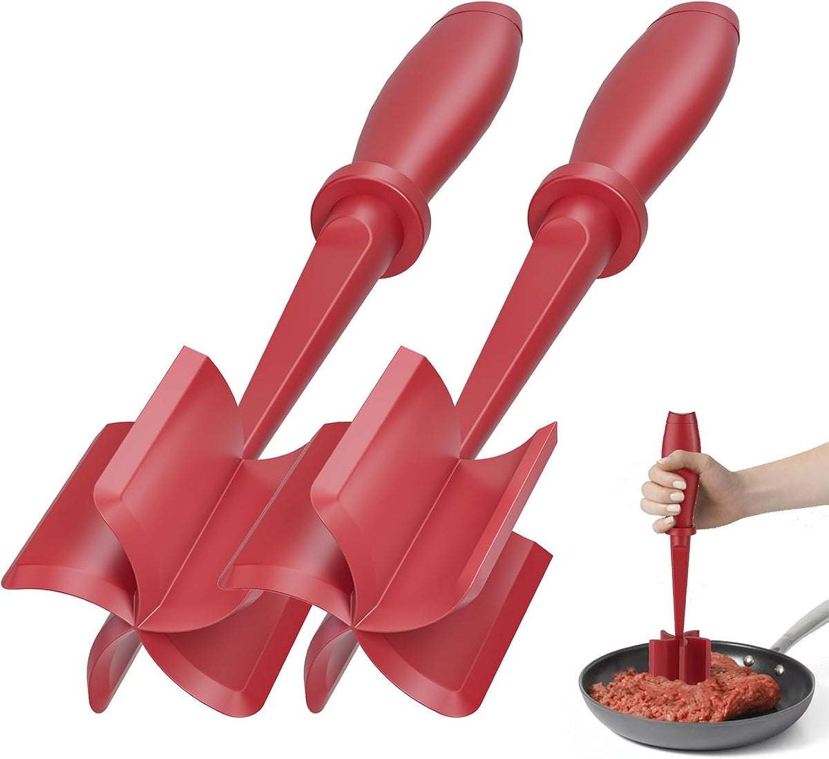 PGYARD Meat Chopper Hamburger Grinder, Kitchen Smasher for Ground Beef - Heat Resistant, 5 Nylon Blade, Burger Grinder Potato Mix Tool, Meat & Poultry Tenderizers, Dishwasher Safe, Black