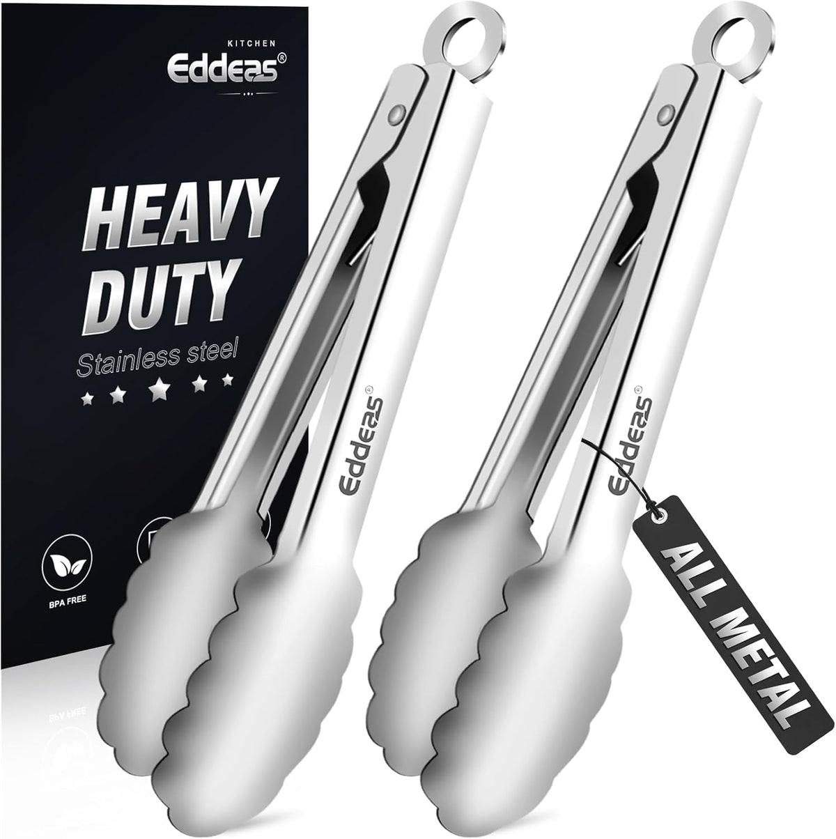 Limited-Time Deal - Tongs For Cooking Up To 600°F Metal Kitchen Tweezers Tongs 12, 9 in - Heat Resistant 600 Degrees, Heavy Duty Stainless Steel Cooking for Food, Grill, BBQ, Dishwasher safe Set of 4