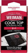Weiman Cooktop Scrubbing Pads, Scratch-Free Cleaning Pads for Cermaic, Glass Cooktop Surfaces, Removes Tough Burned-On Food & Residue, 6 Pack