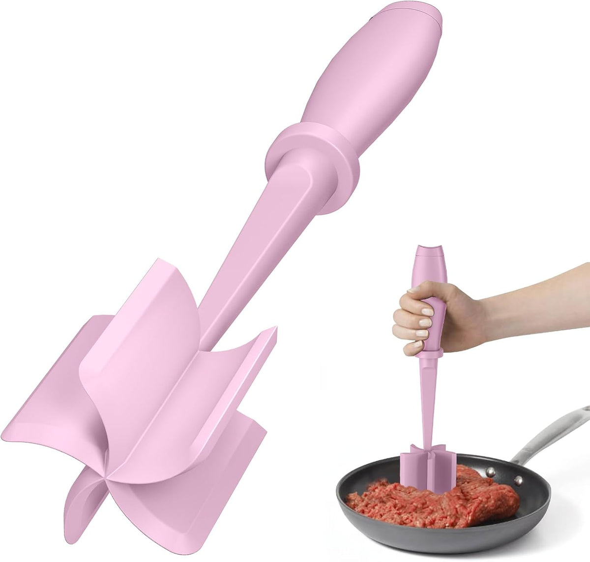 PGYARD Meat Chopper Hamburger Grinder, Kitchen Smasher for Ground Beef - Heat Resistant, 5 Nylon Blade, Burger Grinder Potato Mix Tool, Meat & Poultry Tenderizers, Dishwasher Safe, Black