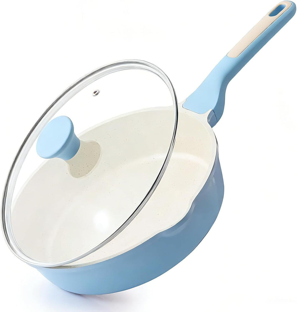 Special Offer - SENSARTE Nonstick Skillet, Deep Frying Pan 10/11/12-inch, Saute Pan with Lid, Stay-cool Handle, Healthy Stone Cookware Cooking Pan, Induction Compatible (10-Inch/3.5QT)