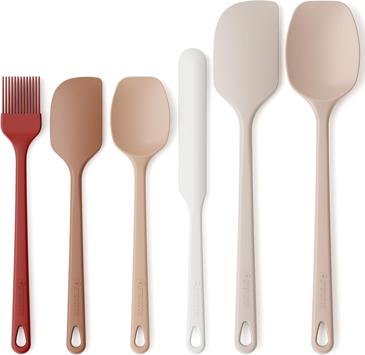 Hot Sale - Astercook 6-Piece Silicone Spatula Set, 560°F Heat Resistant Rubber Spatulas with Stainless Steel Core, Nonstick Safe & Dishwasher Safe Baking Spatula Set for Cooking & Mixing, Morandi Earth Colors