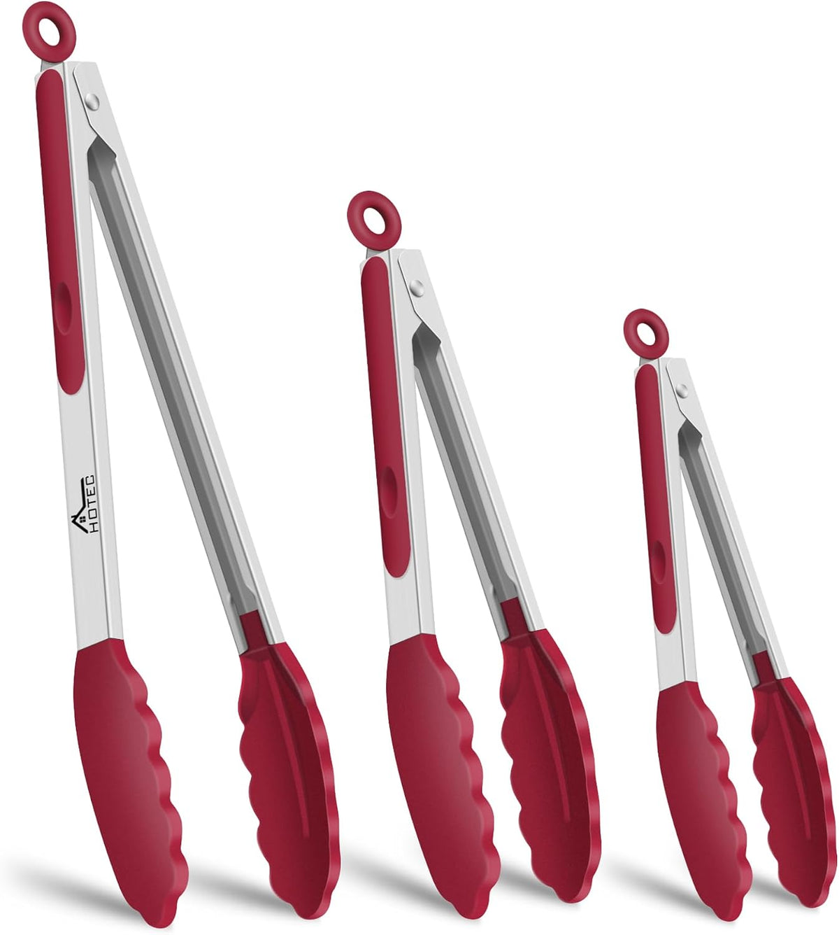 Hot Sale - HOTEC Stainless Steel Kitchen Tongs with Silicon Tips, Set of 3-7, 9 &12 - 600°F Heat-Resistant, Heavy-Duty, Non-Slip, Locking Food Tong for Cooking, Serving, Salad, BBQ, Air Fryer, Dishwasher-Safe