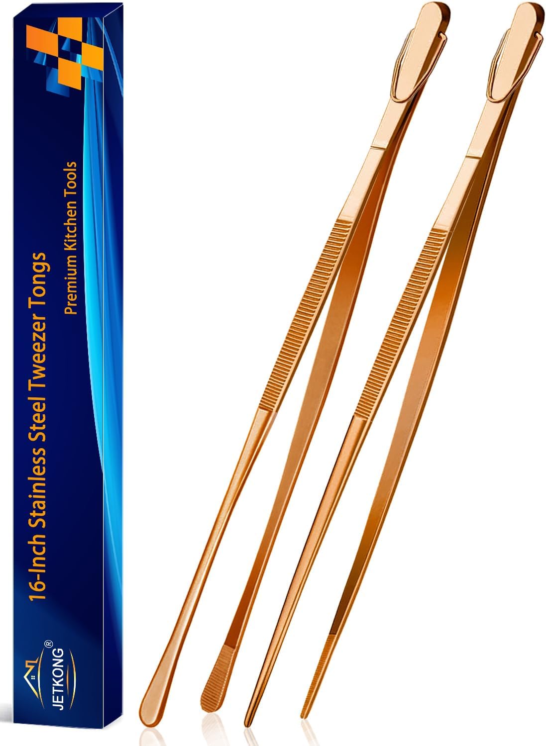 Limited-Time Deal - JETKONG 2 Pcs 12-Inch Kitchen Tweezers Fine Tweezer Tongs, Extra-Long Stainless Steel Cooking Tweezers (Silver)
