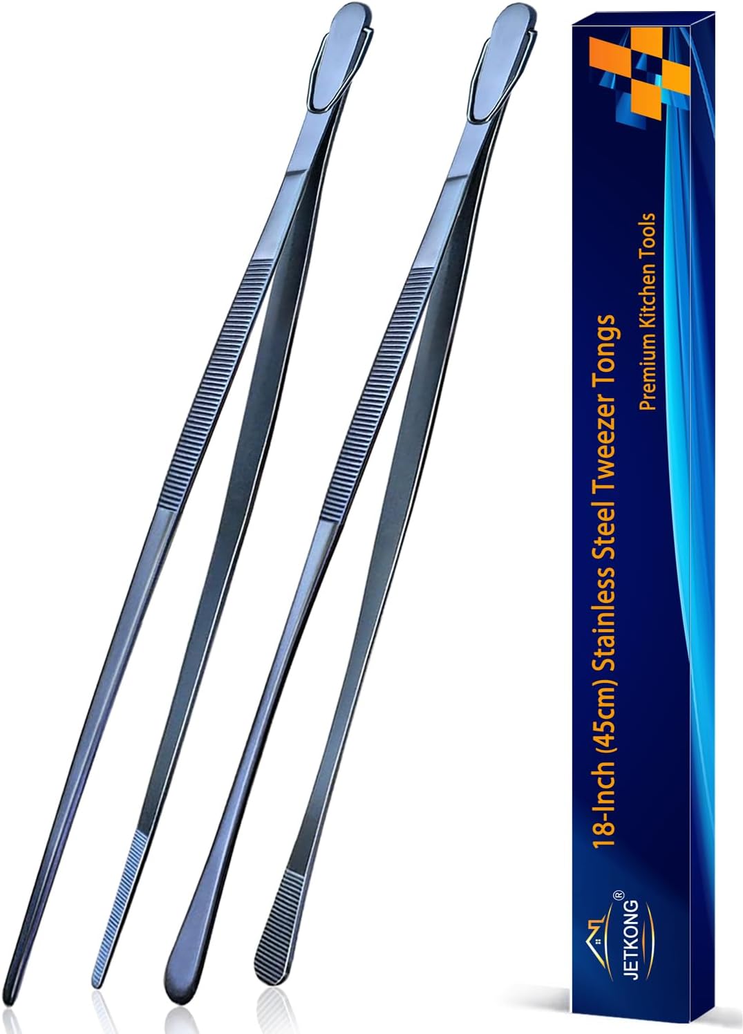 Limited-Time Deal - JETKONG 2 Pcs 12-Inch Kitchen Tweezers Fine Tweezer Tongs, Extra-Long Stainless Steel Cooking Tweezers (Silver)