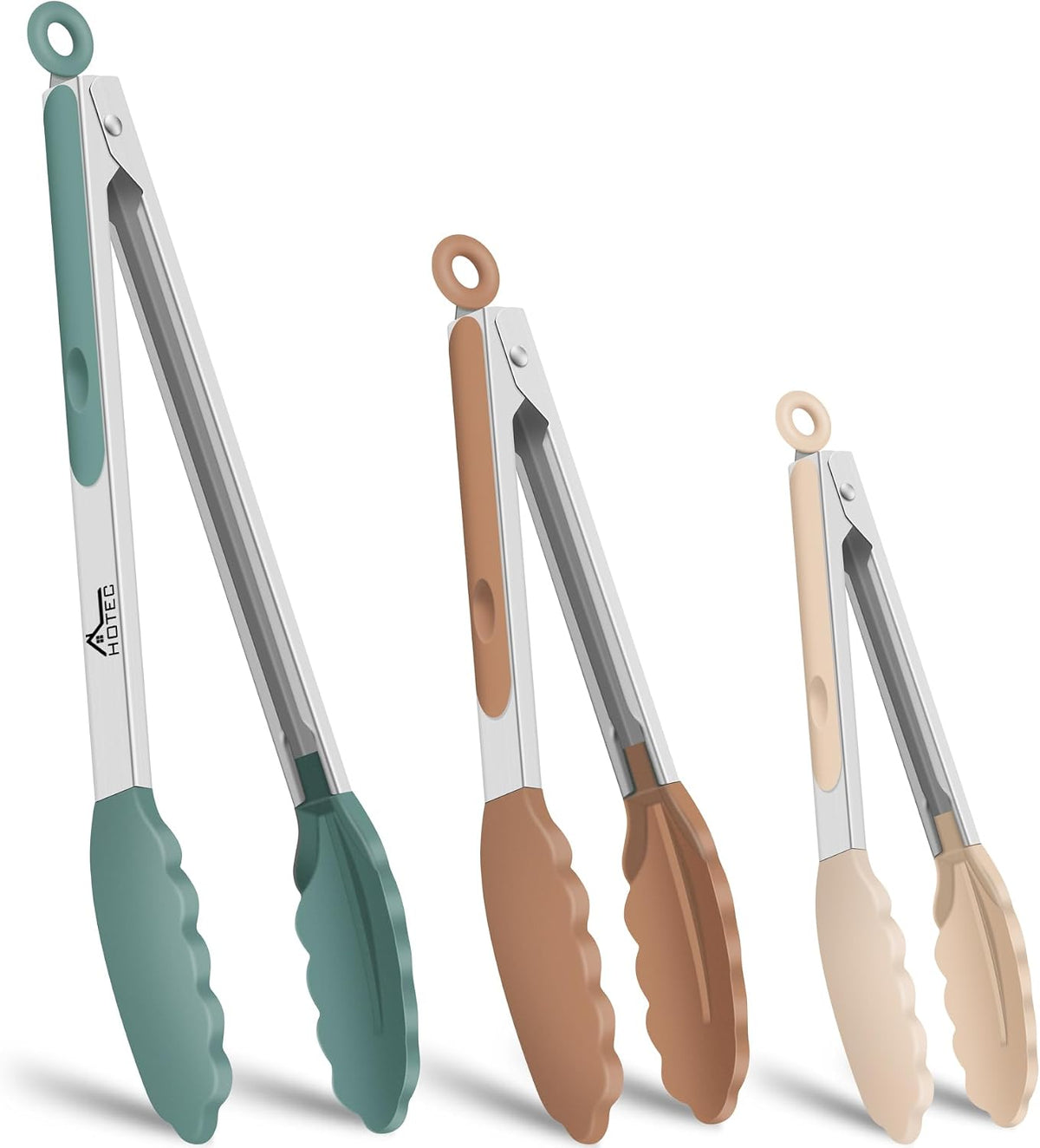 Hot Sale - HOTEC Stainless Steel Kitchen Tongs with Silicon Tips, Set of 3-7, 9 &12 - 600°F Heat-Resistant, Heavy-Duty, Non-Slip, Locking Food Tong for Cooking, Serving, Salad, BBQ, Air Fryer, Dishwasher-Safe