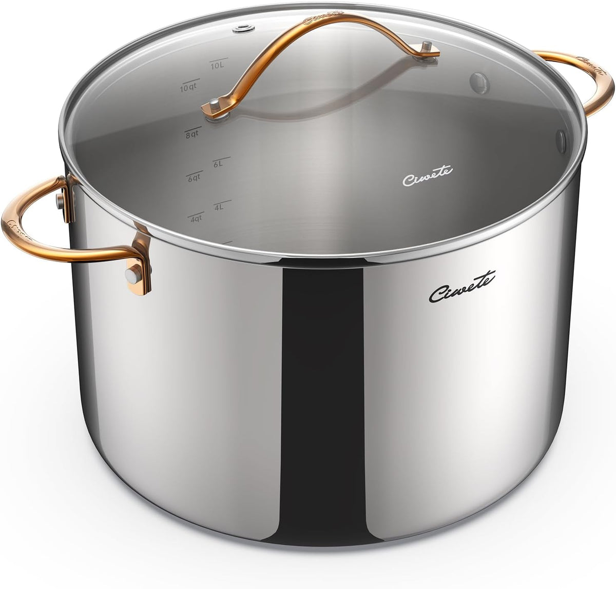 Special Offer - 5.2 Quart Stainless Steel Stock Pot with Glass Lid, 4-Layer Composite Base - 18/10 Food Grade, Stay-Cool Silicone Handles, Induction & Oven Safe, Dishwasher Safe, Soup Pot for Pasta, Stew & Simmering