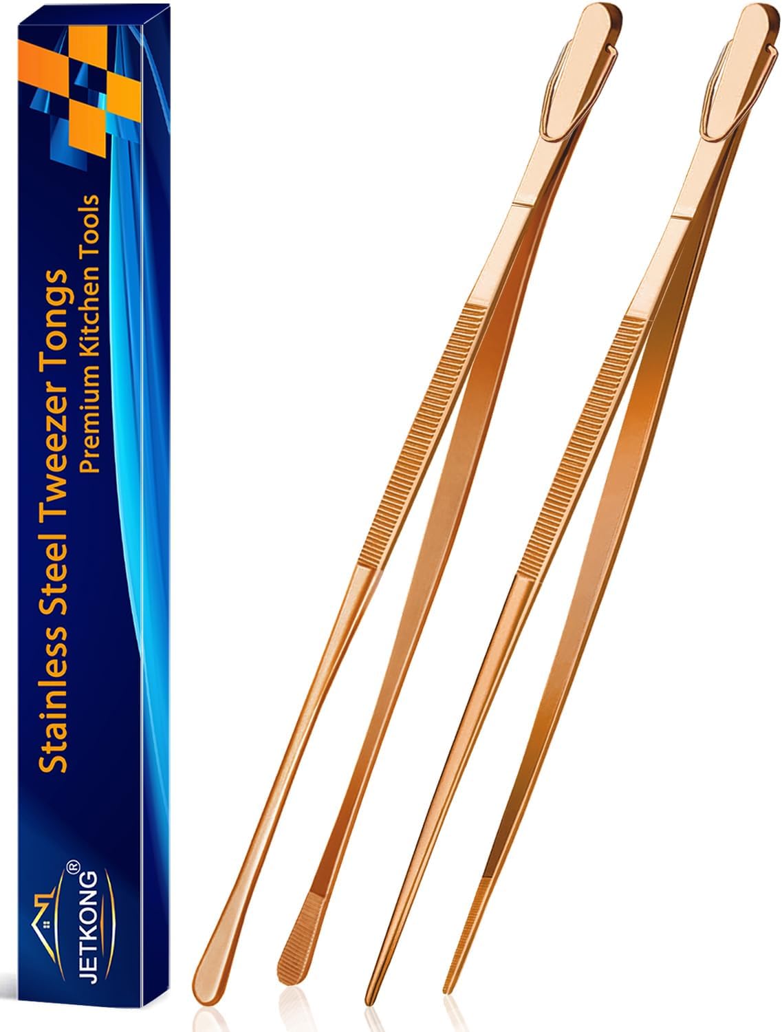 Limited-Time Deal - JETKONG 2 Pcs 12-Inch Kitchen Tweezers Fine Tweezer Tongs, Extra-Long Stainless Steel Cooking Tweezers (Silver)