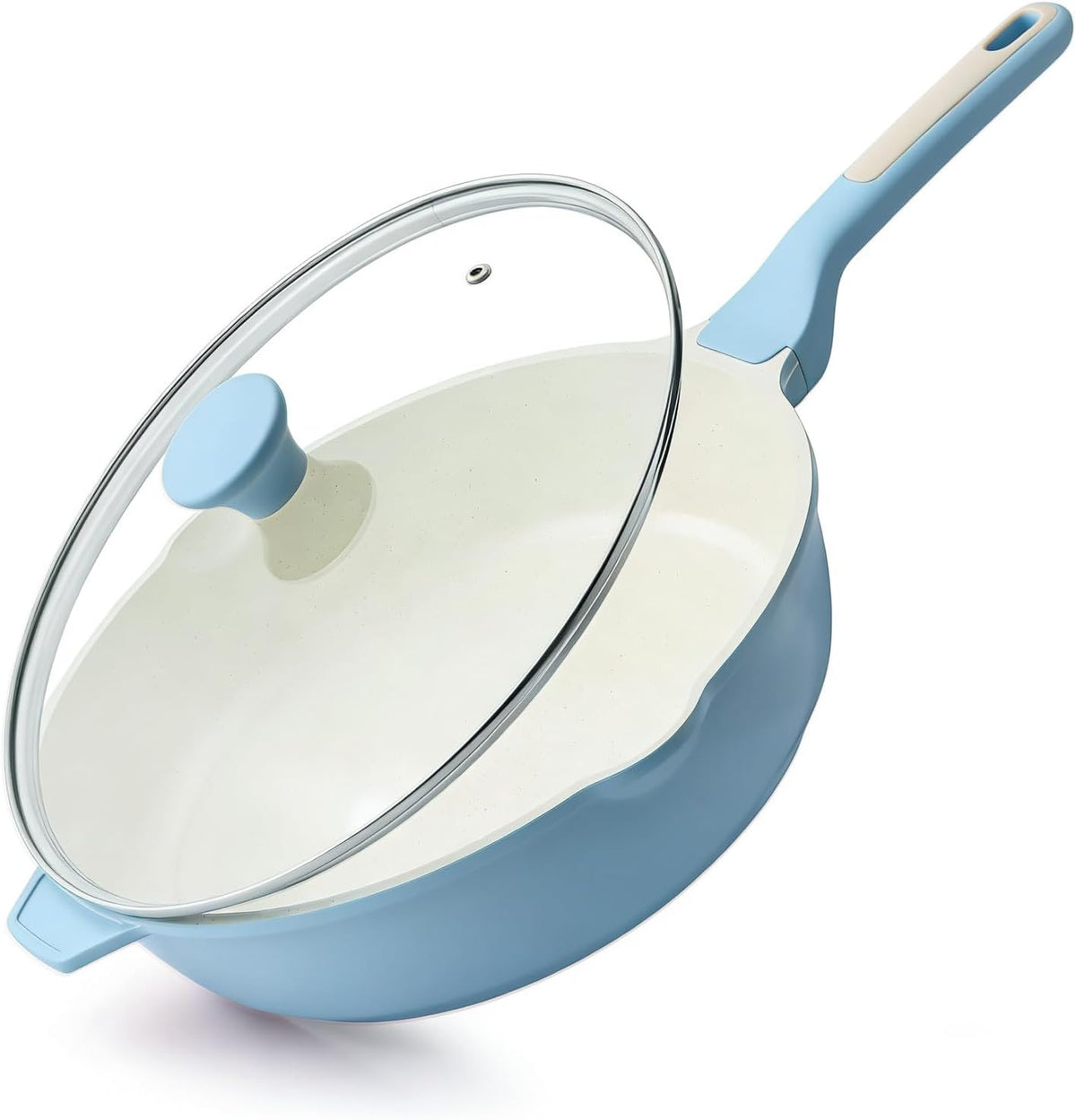 Special Offer - SENSARTE Nonstick Skillet, Deep Frying Pan 10/11/12-inch, Saute Pan with Lid, Stay-cool Handle, Healthy Stone Cookware Cooking Pan, Induction Compatible (10-Inch/3.5QT)