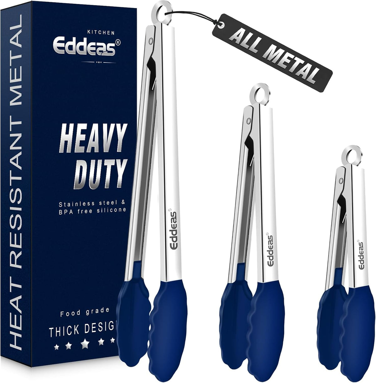 Limited-Time Deal - Tongs For Cooking Up to 600 °F Metal Kitchen Tongs 3PCS 7,9,12 Inch - Heat Resistant 600 Degrees Stainless Steel,Heavy Duty Metal Locking Tong for Food,Salad and BBQ Dishwasher Safe