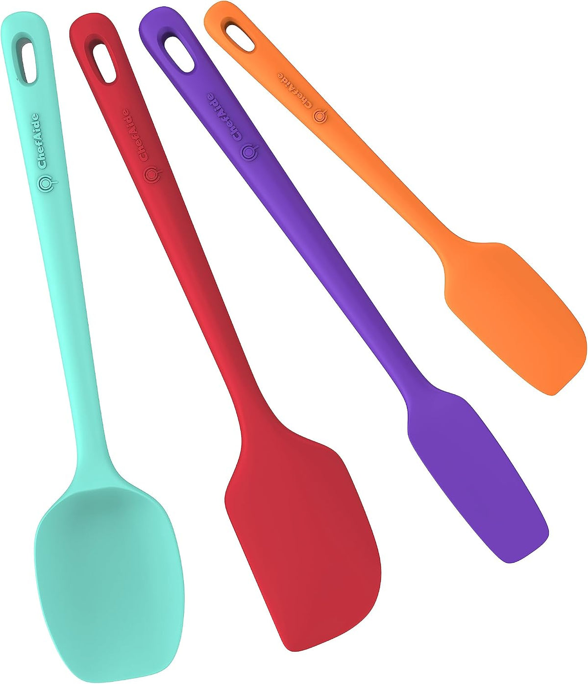 Best Seller - ChefAide 5 Pieces Silicone Spatulas Set, Heat Resistant Rubber Spatula - Food Grade Silicone, Heat Resistant Up to 600°F, Upgrade Strong Handle, Safe for Nonstick Cookware,Ideal for Cooking & Baking
