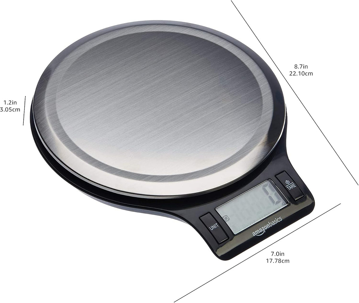 Best Seller - Amazon Basics Digital Kitchen Scale with LCD Display, Tare Function, Multiple Units, Weighs up to 11 Pounds, Batteries Included, Black and Stainless Steel
