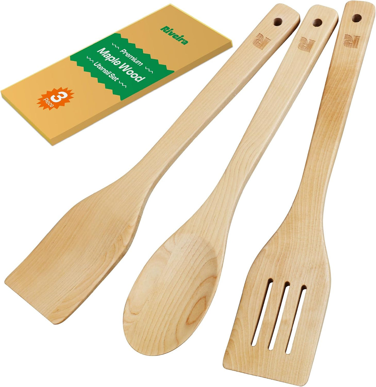 Flash Sale - Riveira Bamboo Cooking Spoons 6-Piece – Wooden Cooking Utensils Set with Wooden Spoons for Cooking & Spatulas Wooden Utensil Sets – Premium Kitchen Utensils Set – Durable First Apartment Essentials