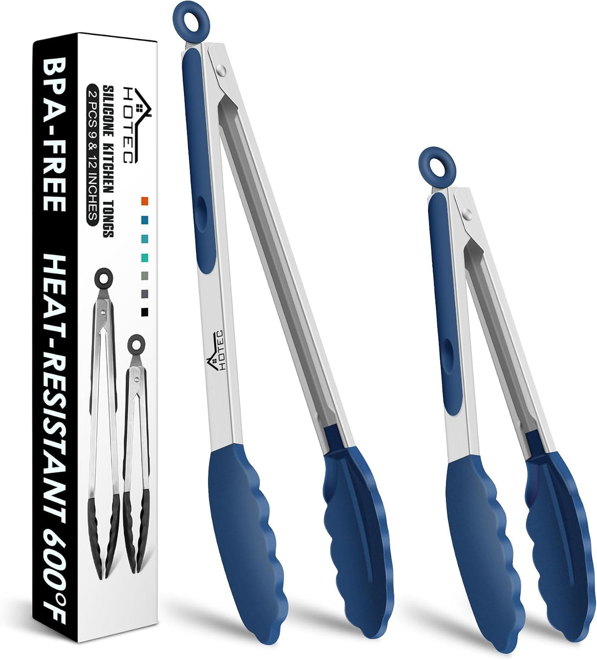 Hot Sale - HOTEC Stainless Steel Kitchen Tongs with Silicon Tips, Set of 3-7, 9 &12 - 600°F Heat-Resistant, Heavy-Duty, Non-Slip, Locking Food Tong for Cooking, Serving, Salad, BBQ, Air Fryer, Dishwasher-Safe