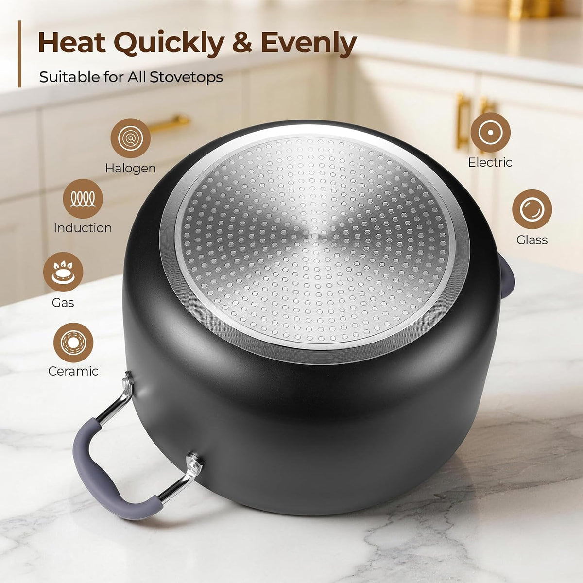 Hot Sale - 8 Quart Ceramic Nonstick Stock Pot with Lid, Induction Soup Pot with Lid - Cooking Pot with Silicone Handle for All Stoves, Healthy Non-toxic Cooking Pot for Stew/Pasta, PFAS & PFOA Free