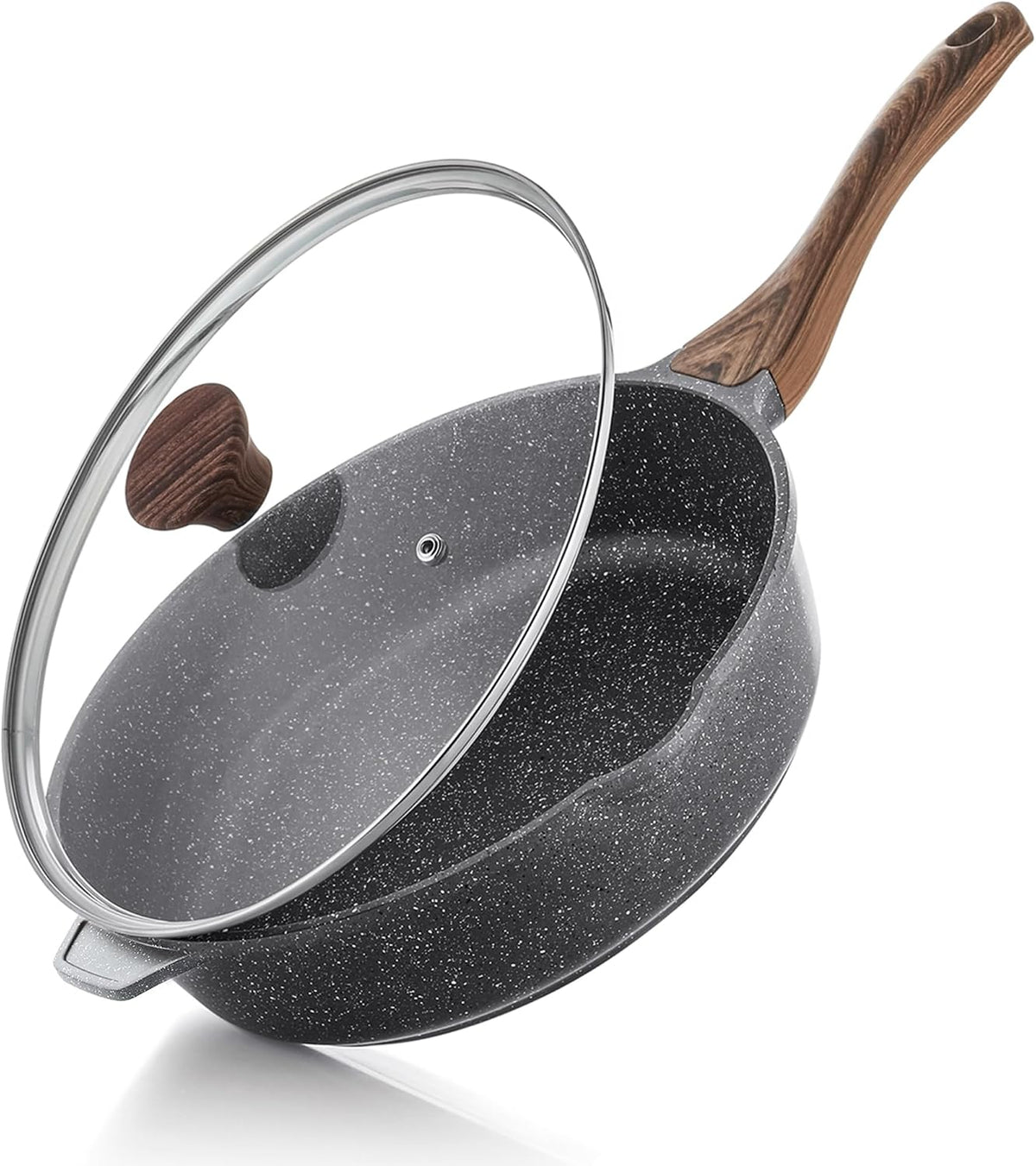 Special Offer - SENSARTE Nonstick Skillet, Deep Frying Pan 10/11/12-inch, Saute Pan with Lid, Stay-cool Handle, Healthy Stone Cookware Cooking Pan, Induction Compatible (10-Inch/3.5QT)