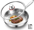 Great Value - MGahyi 12 Inch Titanium Pan for Cooking, Hammered Frying Pan with Lid, Scratch-Resistant Non-Toxic Cookware Compatible with All Stovetops (Silver)