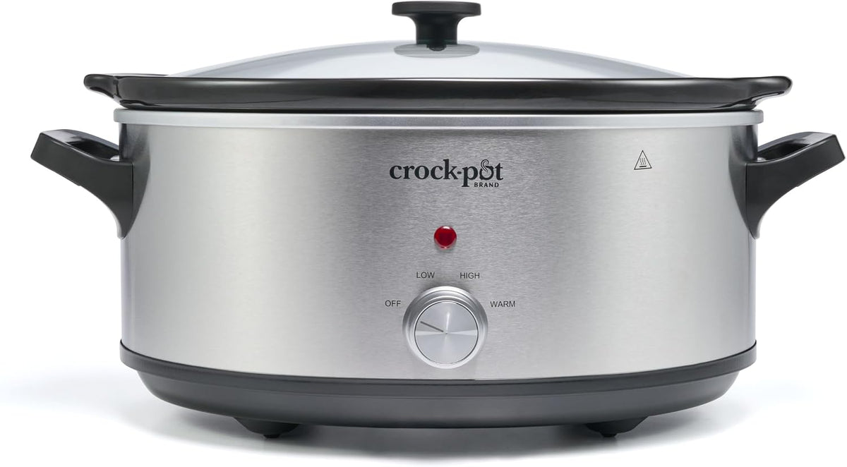 Limited-Time Deal - Crock-Pot 7-Quart Manual Slow Cooker, Family Size Serves 8+ People & Fits 6-lb Roast, Removable Stoneware with Warming Setting, Dishwasher Safe for Easy Cleanup, Stainless Steel