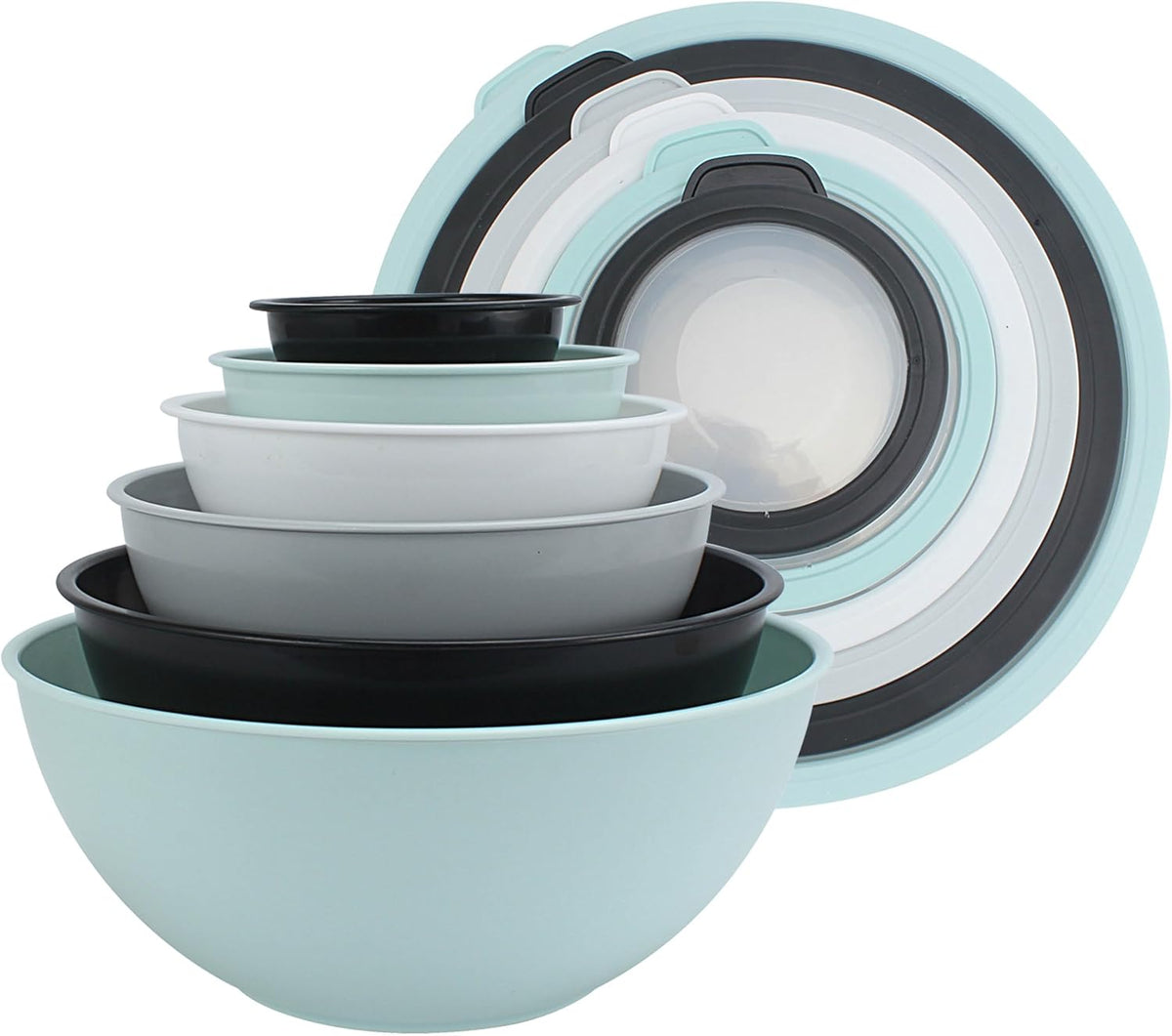 Special Offer - COOK WITH COLOR Mixing Bowls with Lids - 12 Piece Plastic Nesting Bowls Set includes 6 Prep Bowls and 6 Lids, Microwave Safe Mixing Bowl Set, Brown Embossed