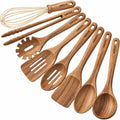 Best Seller - CAROTE Wooden Utensil Set, 8-Piece Acacia Wood Cooking Utensils - Nonstick Cookware Friendly, Durable, Heat-Resistant, Cool-Touch Handles, Hanging Loops, Everyday Kitchen Essentials