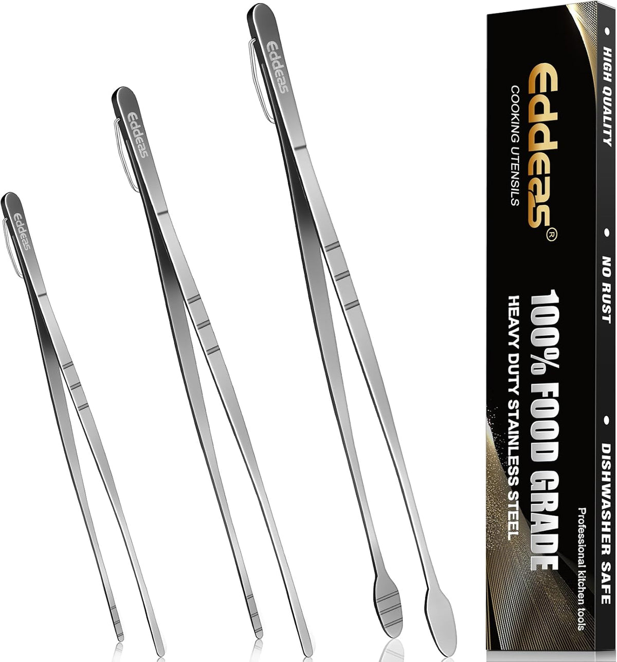 Limited-Time Deal - Tongs For Cooking Up to 600 °F Metal Kitchen Tongs 3PCS 7,9,12 Inch - Heat Resistant 600 Degrees Stainless Steel,Heavy Duty Metal Locking Tong for Food,Salad and BBQ Dishwasher Safe