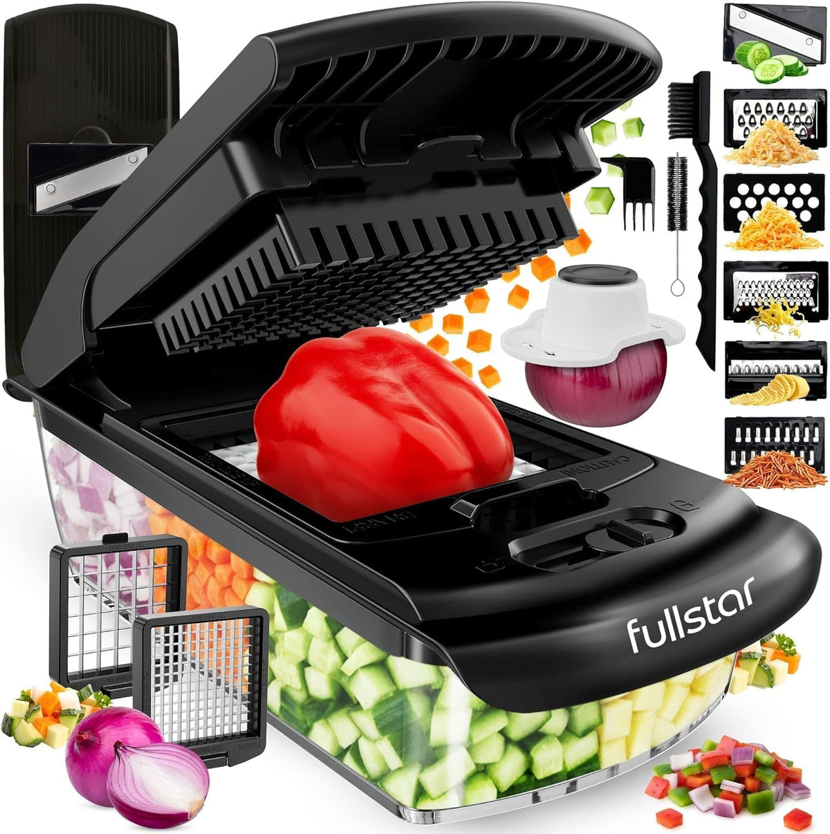Hot Sale - Fullstar Pro Original Vegetable Chopper & Spiralizer, All-in-1 Kitchen Tool - Multi-Blade Veggie Chopper, 5-Cup Container Onion & Food Cutter Dicer Spiralizer Dishwasher Safe Kitchen Gadgets & Essentials