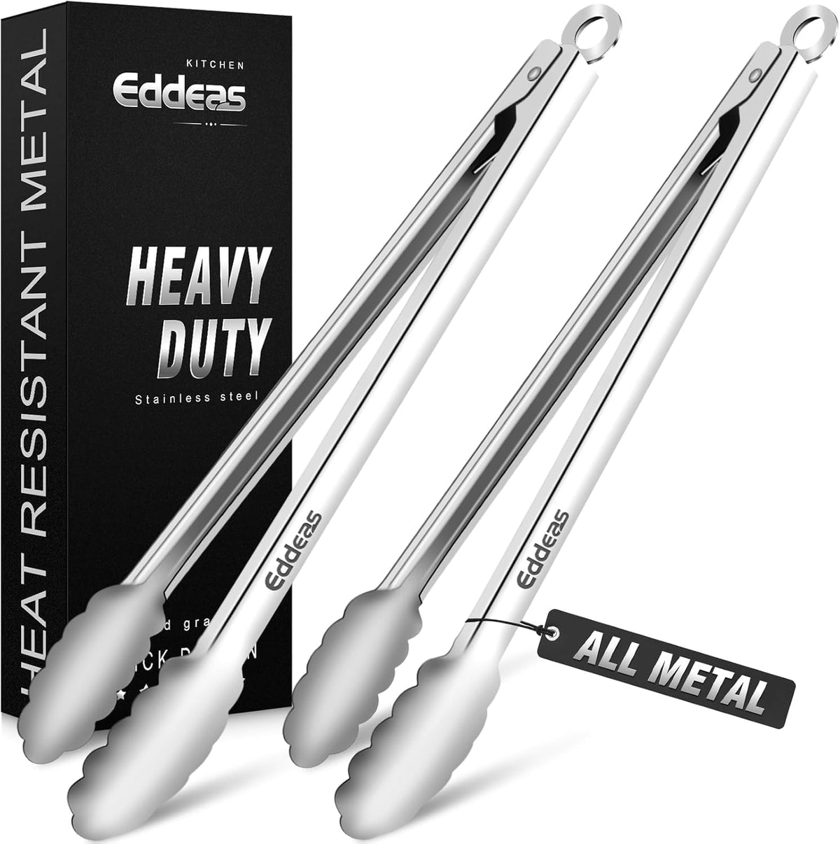 Limited-Time Deal - Tongs For Cooking Up To 600°F Metal Kitchen Tweezers Tongs 12, 9 in - Heat Resistant 600 Degrees, Heavy Duty Stainless Steel Cooking for Food, Grill, BBQ, Dishwasher safe Set of 4