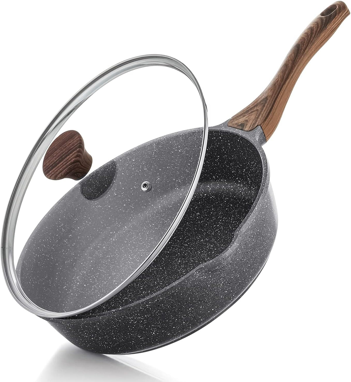 Special Offer - SENSARTE Nonstick Skillet, Deep Frying Pan 10/11/12-inch, Saute Pan with Lid, Stay-cool Handle, Healthy Stone Cookware Cooking Pan, Induction Compatible (10-Inch/3.5QT)