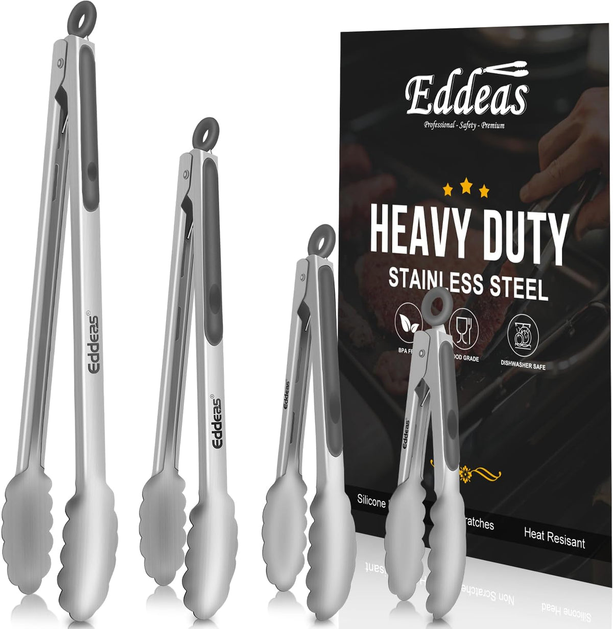 Limited-Time Deal - Tongs For Cooking Up to 600 °F Metal Kitchen Tongs 3PCS 7,9,12 Inch - Heat Resistant 600 Degrees Stainless Steel,Heavy Duty Metal Locking Tong for Food,Salad and BBQ Dishwasher Safe